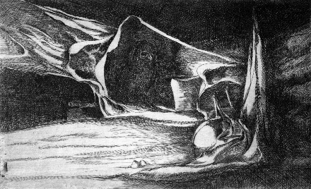 Composizione (acquaforte, 1961, cm 24,7 x 15,2)