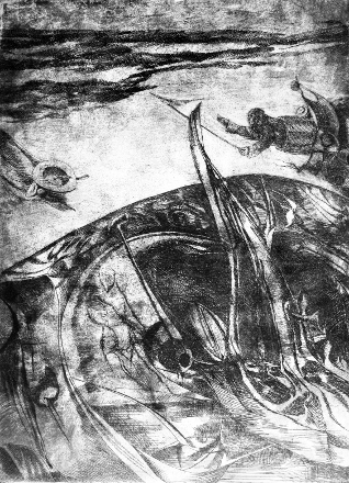 E cielo e terra (acquaforte, 1969, cm 22,9 x 32)