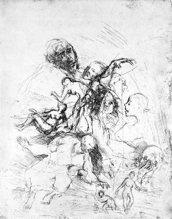 L'idea (acquaforte, 1951, cm 19,6 x 24,6)