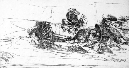 Fiori in disparte (acquaforte, 1962, cm 30 x 16,9)