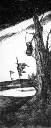 Le croci (acquaforte, 1963, cm 10 x 23,9)