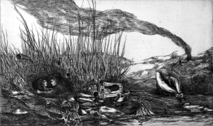Il canneto (acquaforte, 1968, cm 32 x 19,3)