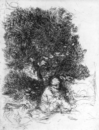 Riposo (acquaforte, 1951, cm 16 x 21,3)