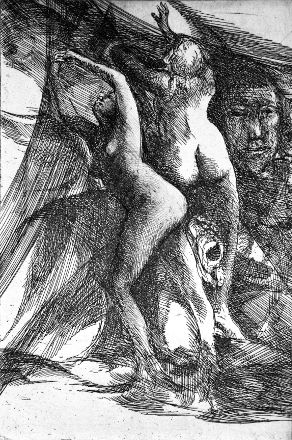 Nudi femminili (acquaforte, 1954, cm 14,8 x 22,2)