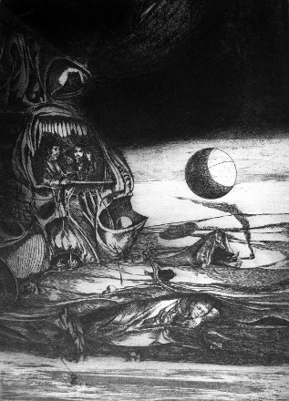 Grande allegoria (acquaforte, 1969, cm 27,8 x 39)